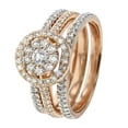 thumbnail image 1 of 10K Rose Gold Bridal Rings Set 1.00ctw Diamonds Halo Style 3 Piece Set Round Cluster, 1 of 3