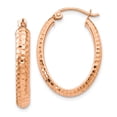 thumbnail image 1 of 10K Rose Gold D/C Oval Hinged Hoop Earrings 10k Rose Gold Earrings, 1 of 1
