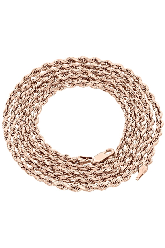 10K Rose Gold Diamond Cut Solid Rope Chain 5mm Twist Shiny Necklace 22 Inch