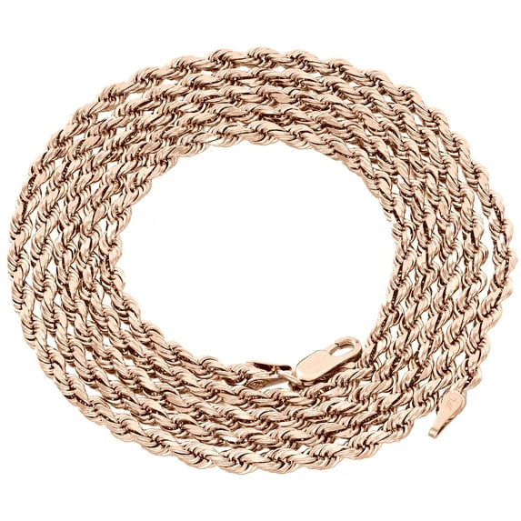 10K Rose Gold Diamond Cut Solid Rope Chain 5mm Twist Shiny Necklace 30 Inch
