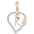 thumbnail image 1 of 10K Rose Gold Diamond Heart Pendant Dangling Initial K Cut Out Charm 0.10 Ct., 1 of 6