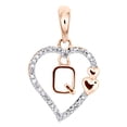 thumbnail image 1 of 10K Rose Gold Diamond Heart Pendant Dangling Initial Q Cut Out Charm 0.10 Ct., 1 of 6
