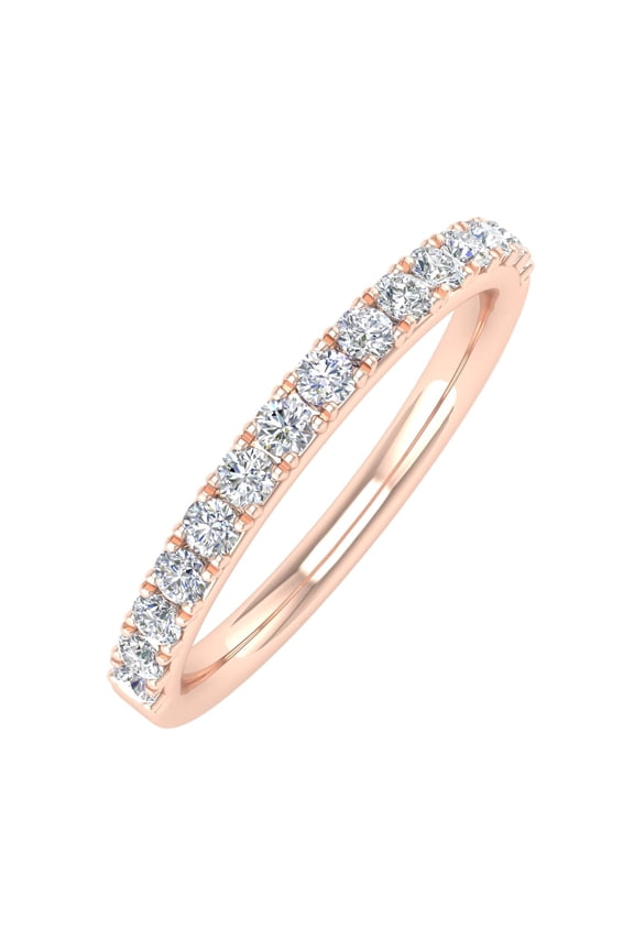 10K Rose Gold Diamond Semi-Eternity Wedding Band Ring (1/3 Carat) (Ring Size 11)