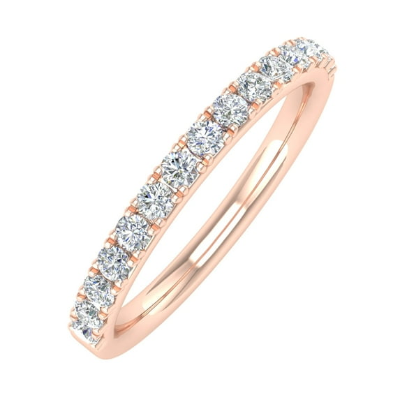 10K Rose Gold Diamond Semi-Eternity Wedding Band Ring (1/3 Carat) (Ring Size 8.5)