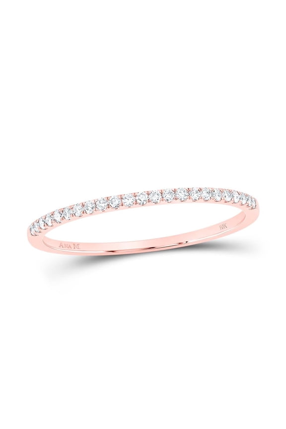 10K Rose Gold Diamond Timeless Stackable Wedding Band Anniversary Ring 1/8 CT
