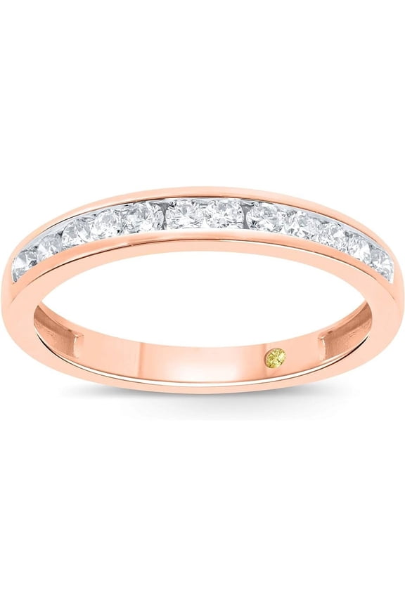1La Joya 10K Rose Gold Wedding Bands for Women | 1/3 CT TW Channel Set Lab Created Diamond | Size 8.5