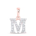 thumbnail image 1 of 10K Rose Gold Diamond Women's Block Font Initial M Mini Letter Pendant 1/5 CT, 1 of 1