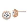 thumbnail image 1 of 10K Rose Gold Earring Button Women'S Textured Cubic Zirconia CZ Round Clear 10.8 mm, 1 of 2