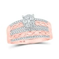 thumbnail image 1 of 10K Rose Gold His Hers Round Diamond Cluster Matching Wedding Set 1 Cttw, Womens Size: 5-10, Mens Size: 7-13, 1 of 4