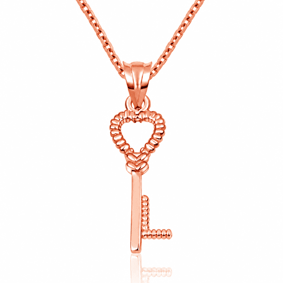10K Rose Gold Key Letter Love Pendant Necklace Initial L (20 INCHES ...