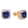 thumbnail image 1 of 10K Rose Gold Ladies Square Frame Halo Stud Earrings, 1 of 1
