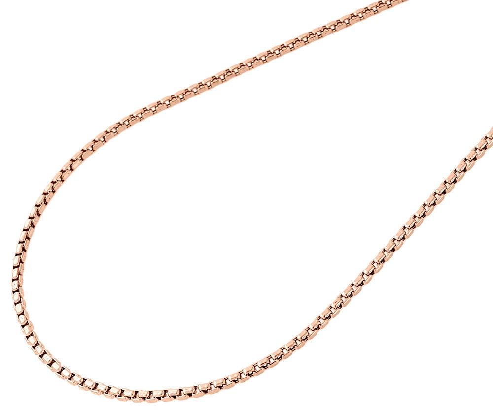 10K Rose Gold Mens Ladies 1.5MM Rounded Venetian Box Chain Necklace 18 Inches