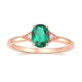 thumbnail image 1 of 10K Rose Gold Oval Shape Created Emerald Cubic Zirconia Engagement Ring, 1 of 5