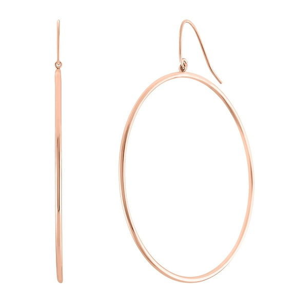 10K Rose Gold Plain Hoop Earrings (50 mm Length)
