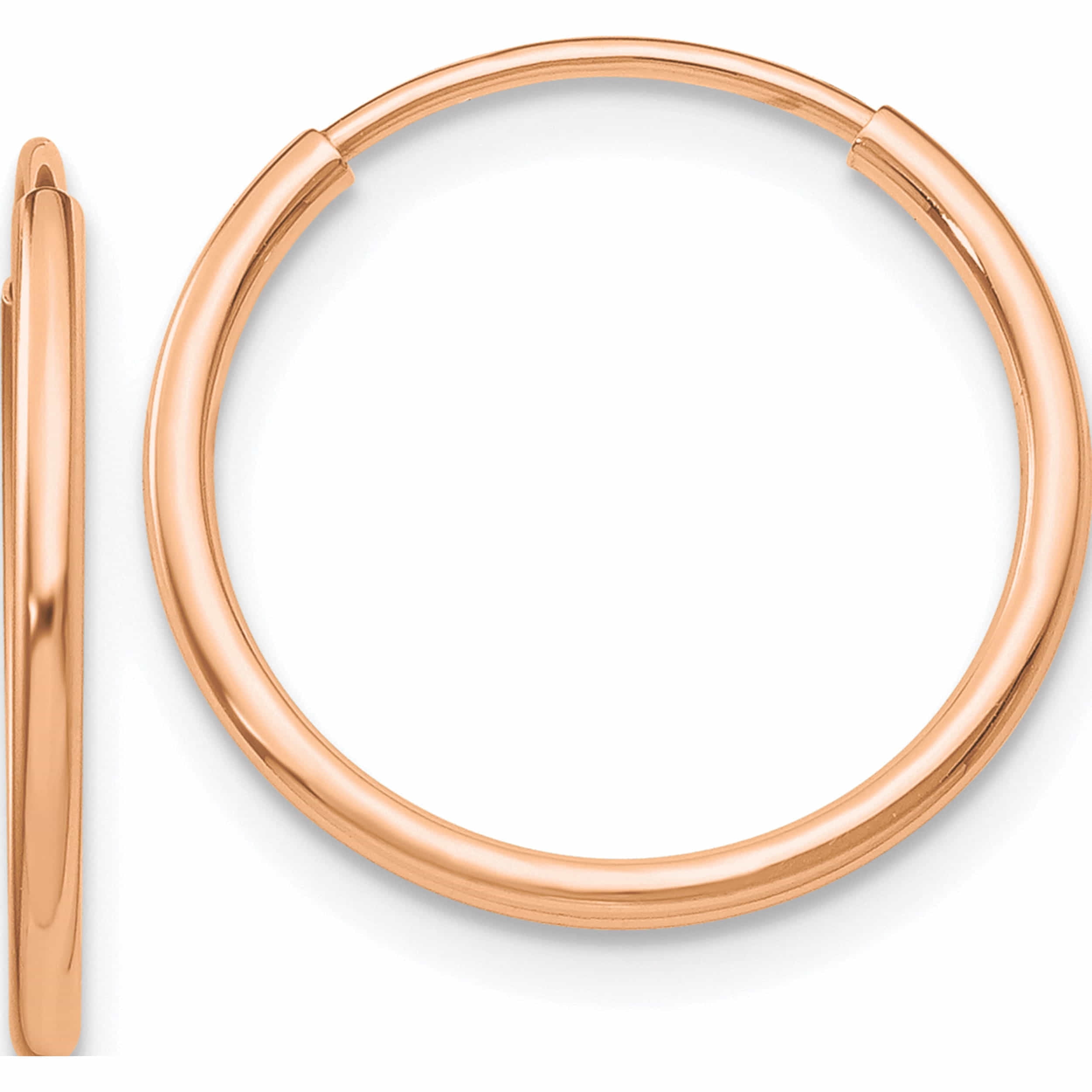 SWEET PEA JEWELLERY 10K Rose Gold Polished Endless Tube Hoop Earrings (23 X 23) Made In Peru 10t964r