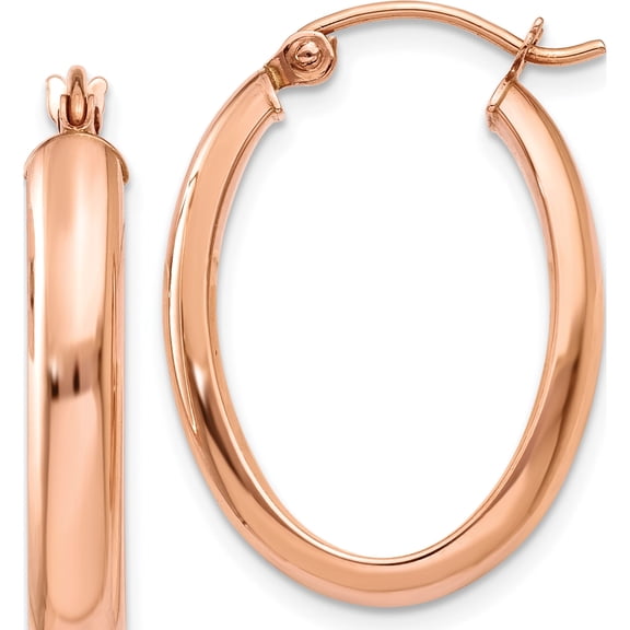 Jewelry by Sweet Pea 10K Rose Gold Polished Half-Round Oval Hoop Earrings