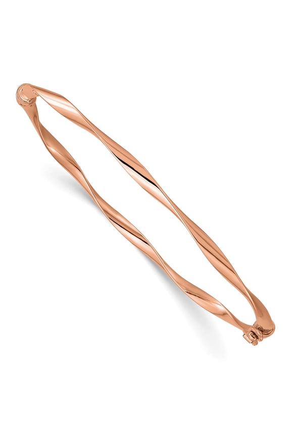 10K Rose Gold Polished Hinged Bangle