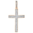thumbnail image 1 of 10K Rose Gold Real Diamond Dome Cross Pendant 1.40" Unisex Pave Charm 1/4 CT., 1 of 6