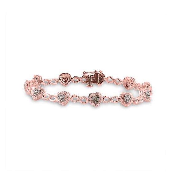10K Rose Gold Round Brown Diamond Heart Bracelet - 1.875 CTTW