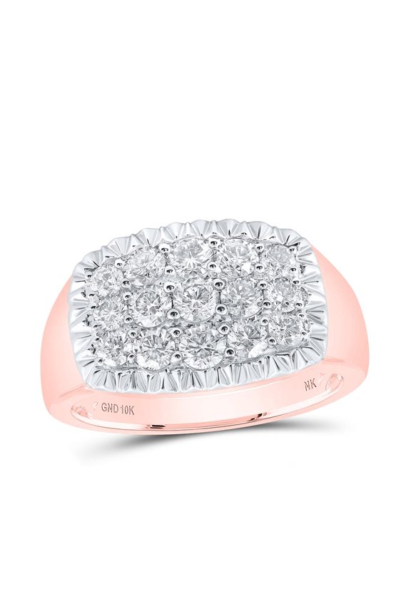 10K Rose Gold Round Diamond Fluted Cluster Ring 1.5cttw