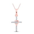 thumbnail image 1 of 10K Rose Gold Round Diamond Heart Cross Pendant - 0.05 CTTW, 1 of 1