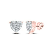 10K Rose Gold Round Diamond Heart Nicoles Dream Collection Earrings - 1 CTTW