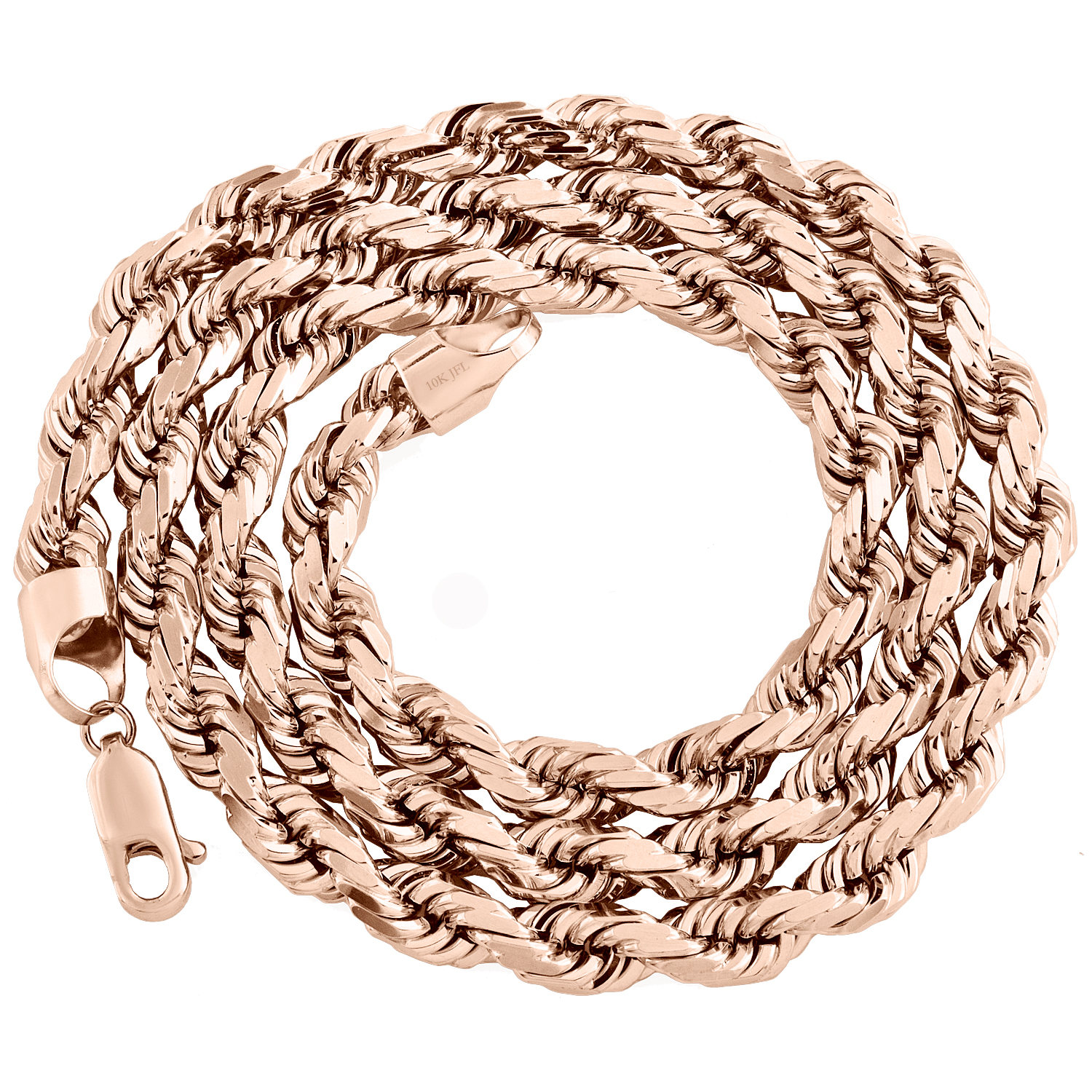 10K Rose Gold Solid 6mm Diamond Cut Rope Link Chain Shiny Statement