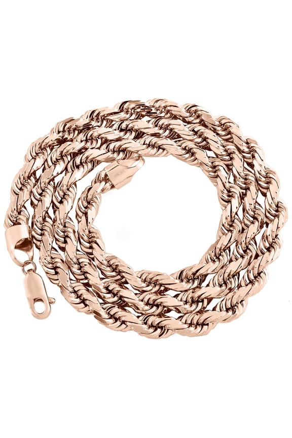 10K Rose Gold Solid 6mm Diamond Cut Rope Link Chain Shiny Statement Necklace 22"