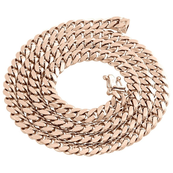 10K Rose Gold Solid Miami Cuban Link Chain 8mm Box Clasp Necklace 24 Inches