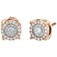 thumbnail image 1 of 10K Rose Gold Solitaire Diamond Circle Studs Cluster 8.25mm Earrings 0.55 CT., 1 of 5