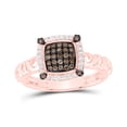 thumbnail image 1 of 10K Rose Gold Womens Round Brown Diamond Square Ring 1/4 Cttw, Womens Size: 5-10, 1 of 1