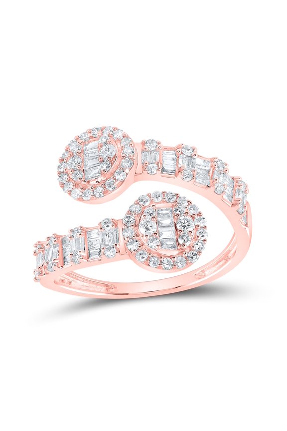 10K Rose Gold Womens Round Diamond Circle Cuff Band Ring 3/4 Cttw, Womens Size: 5-10