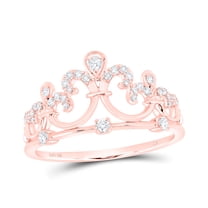 10K Rose Gold Womens Round Diamond Filigree Fashion Ring 1/5 Cttw, Womens Size: 5-10