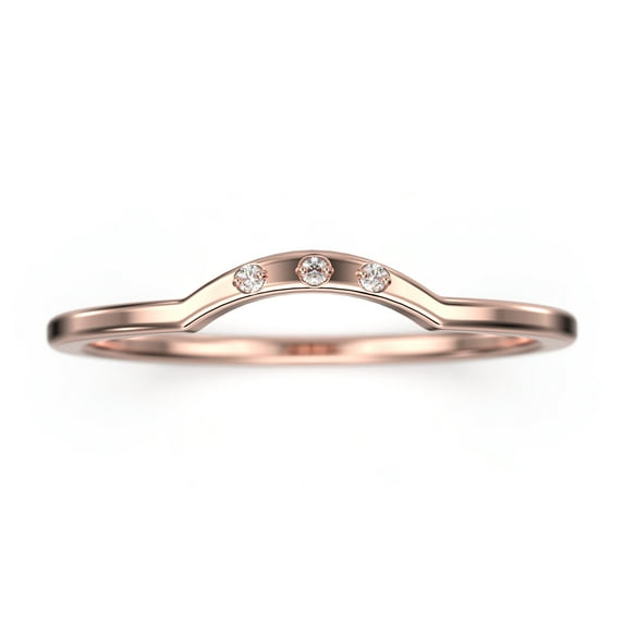 10K Rose Goldcurved Wedding Band With Round Cut Diamond Moissanite