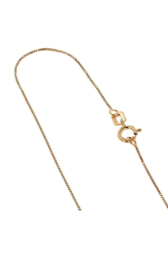 10K Rose Solid Gold 0.5mm wide Shiny Box Chain 18 Necklace with Spring Ring Clasp