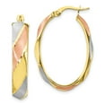 thumbnail image 1 of 10K Rose and White Rhod Scratched-finished Hoop Earrings, 1 of 2