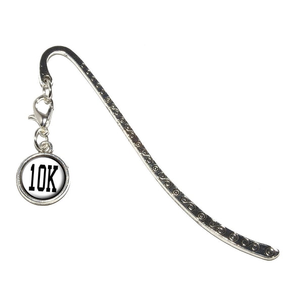 10K Running - Marathon Jogging Metal Bookmark with Charm