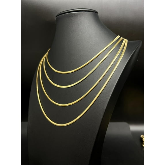 10K SOLID Gold Omega Chain, 10k Real Gold 3.2mm Snake Chain, 10k Gold italian Reversible Omega Chain, 1OK Solid Gold Italian Omega Chain (Necklace length:16;)