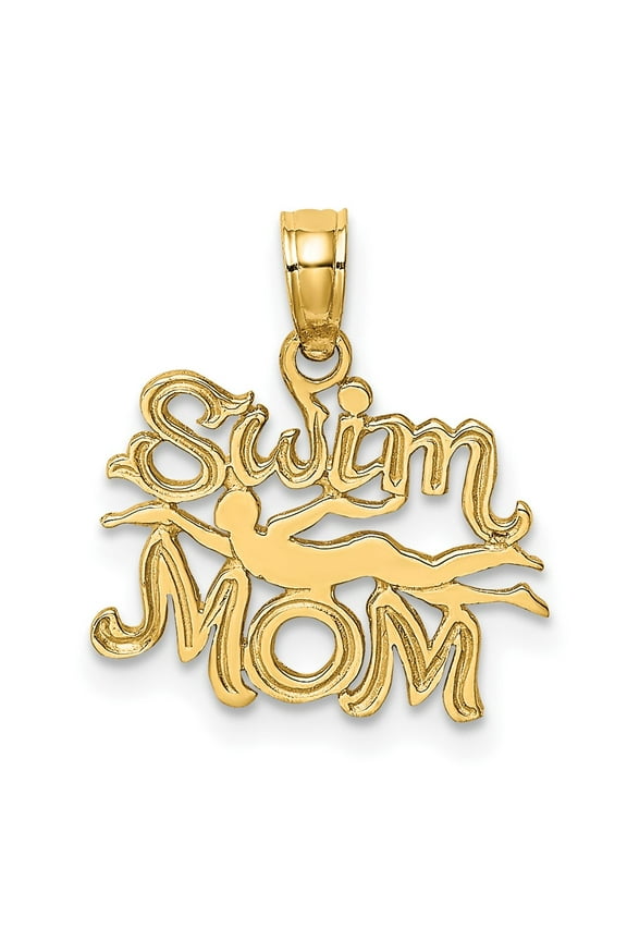 Finest Gold 10K Swim Mom with Swimmer Charm