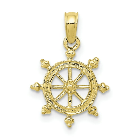 10K Ship Wheel Pendant