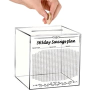 10K Smash Box for Money, 10K Smash Box Clear, 10K Savings Challenge Smash Box, Clear Acrylic Cash Vault Money Saving Box, Money Box with Money Target and Numbers, Hold Coins and Paper Money