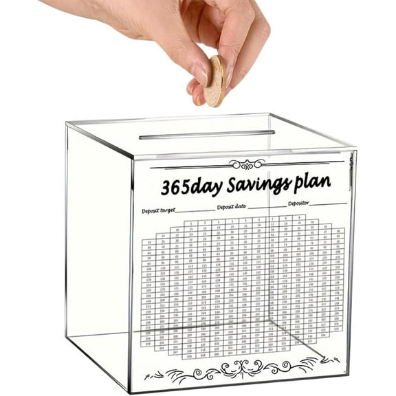 10K Smash Box for Money, 10K Smash Box Clear, 10K Savings Challenge Smash Box, Clear Acrylic Cash Vault Money Saving Box, Money Box with Money Target and Numbers, Hold Coins and Paper Money