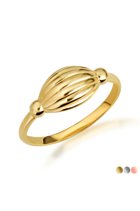 10K Solid Gold Beach Seashell Ribbed Ring/Size 7