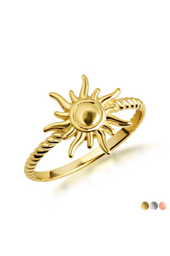 10K Solid Gold Celestial Sun Rope Ring -Size 6