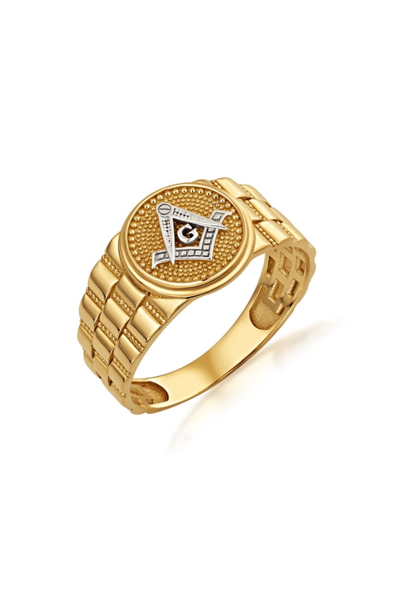 10K Solid Gold Mens Freemasons Signet Ring/Size 6