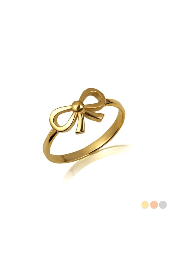 10K Solid Gold Ribbon Bow Tie Ring /Size 7