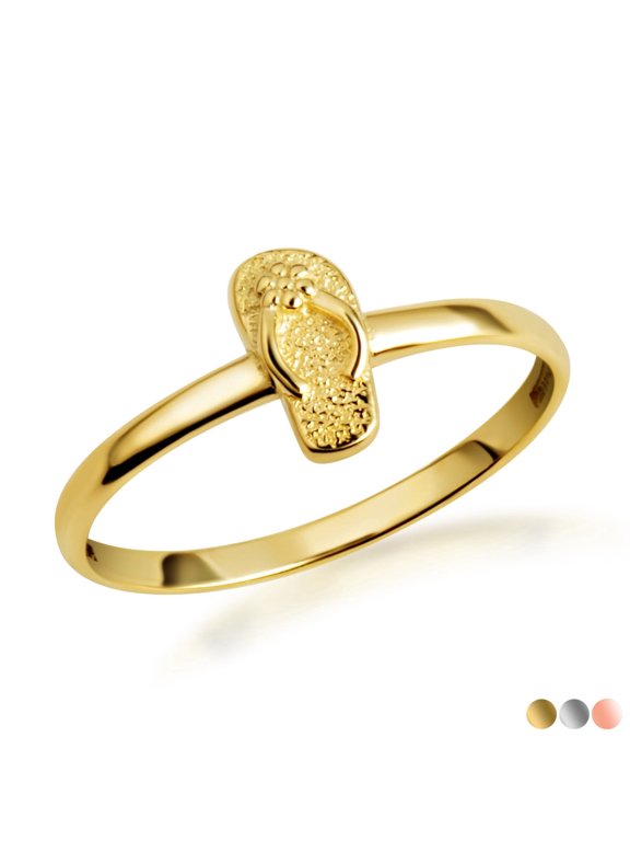 10K Solid Gold Sandals Flip-Flop Ring /Size 4