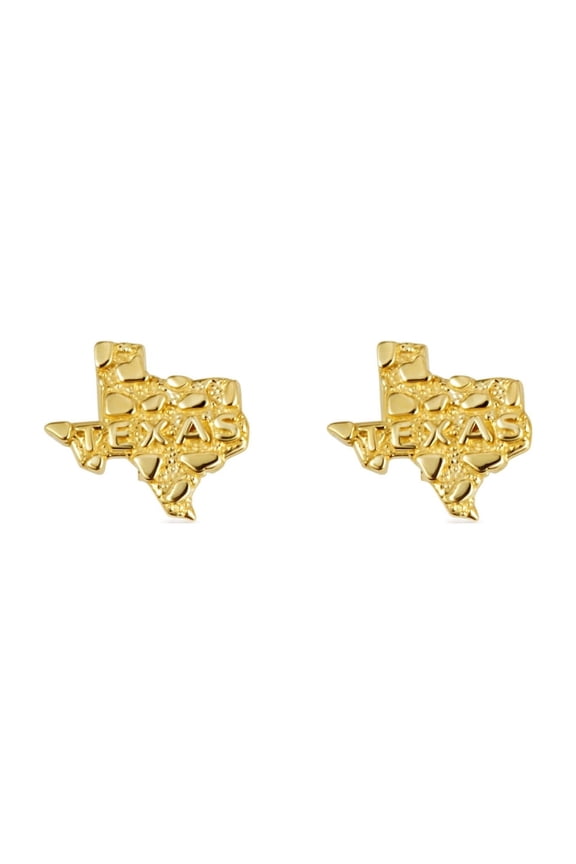 10K Solid Gold Texas State Nugget Stud Earrings