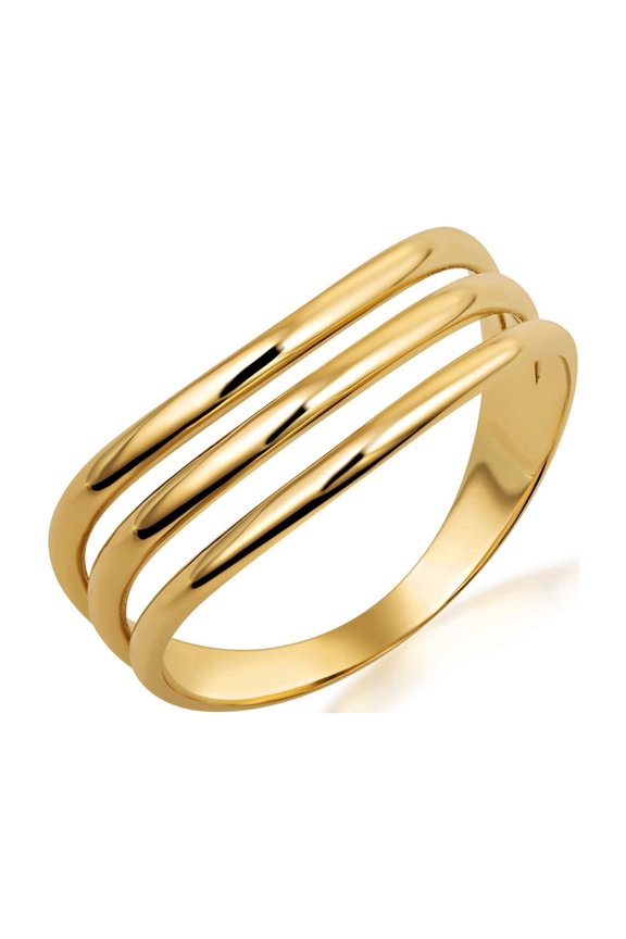 10K Solid Gold Triple Row High-Polish Band (Size 10)