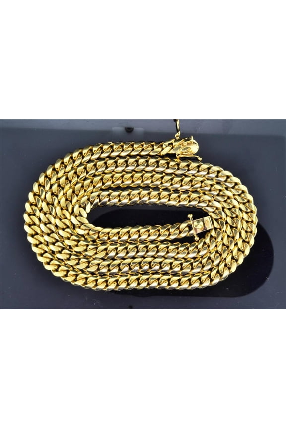 10K Solid Heavy 8.62MM Yellow Gold Miami Cuban Link Chain Necklace 36 Inch 189g